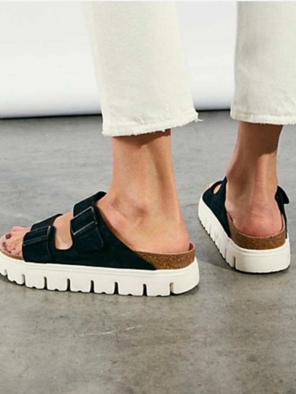 Birkenstocks Arizona Papillio Chunky Suede Leather Sandals In black Sz 10  EU 41
